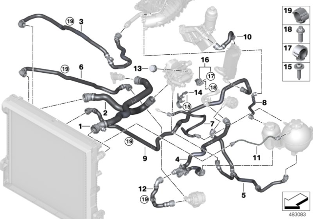 2019 BMW X3 Coolant Return Line Intake System Diagram for 17127535543