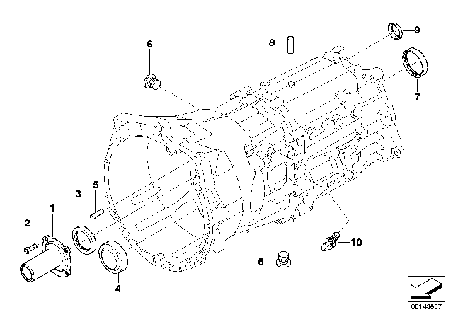 2007 BMW 335xi Gearbox Housing And Mounting Parts (GS6X53DZ) Diagram