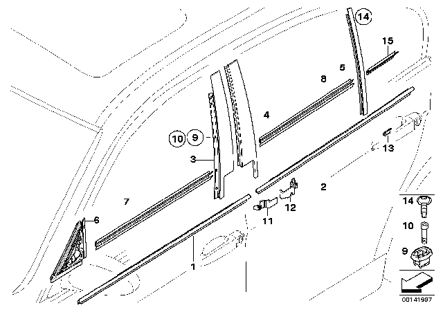 2010 BMW 335d Exterior Trim / Grille / Seals Diagram 1