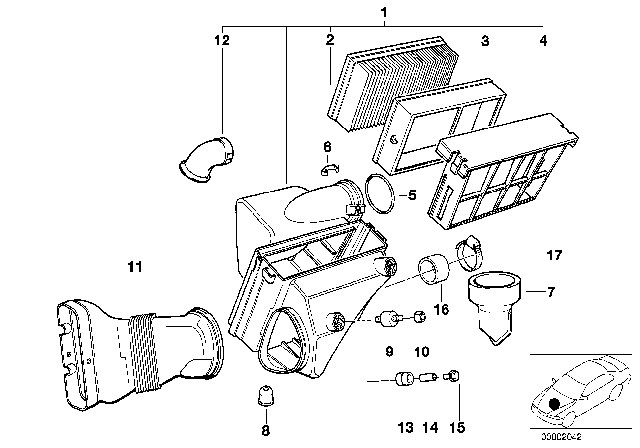 1995 BMW M3 Intake Silencer / Filter Cartridge Diagram