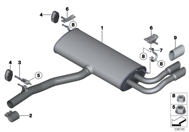 2012 BMW X3 Rear Exhaust Flap Muffler Diagram for 18307646018