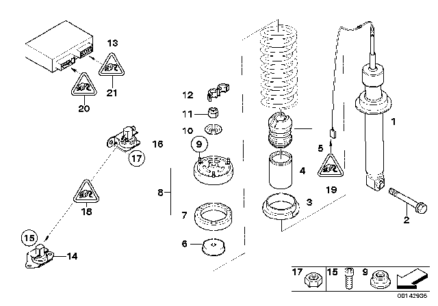 2007 BMW 750Li Rear Spring Strut EDC / Control Unit / Sensor Diagram