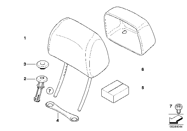 2012 BMW X6 Seat, Front, Head Restraint Diagram 1