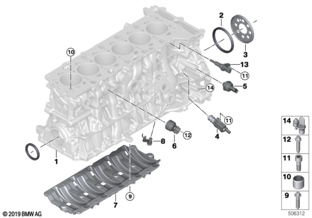 2020 BMW M340i Engine Block & Mounting Parts Diagram