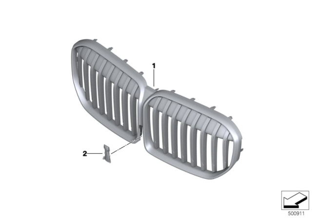 2020 BMW 740i GRILL FRONT Diagram for 51138096133