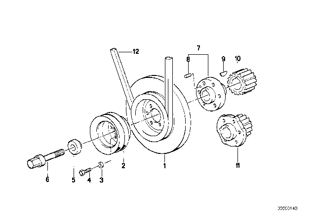 1985 BMW 524td Belt Drive-Vibration Damper Diagram