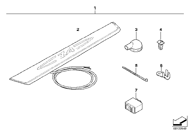 2016 BMW Z4 Illuminated Door Sill Strip Diagram