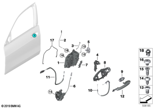 2020 BMW X7 Bowd.Cable,Outside Door Hand Diagram for 51217430928