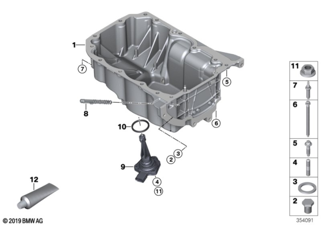 2015 BMW i8 Oil Pan / Oil Level Indicator Diagram