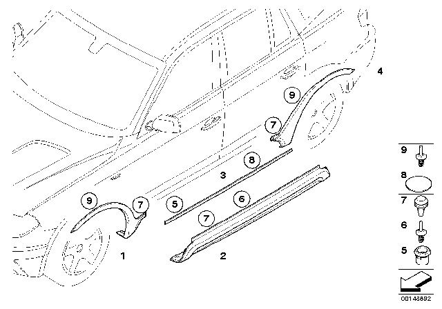 2007 BMW X3 M Trim, Sill / Wheel Arch Diagram