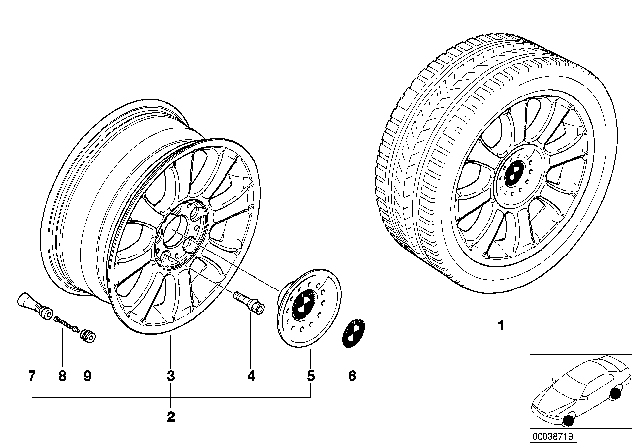 1996 BMW Z3 BMW Light-Alloy Wheel, Star Spoke Diagram 2