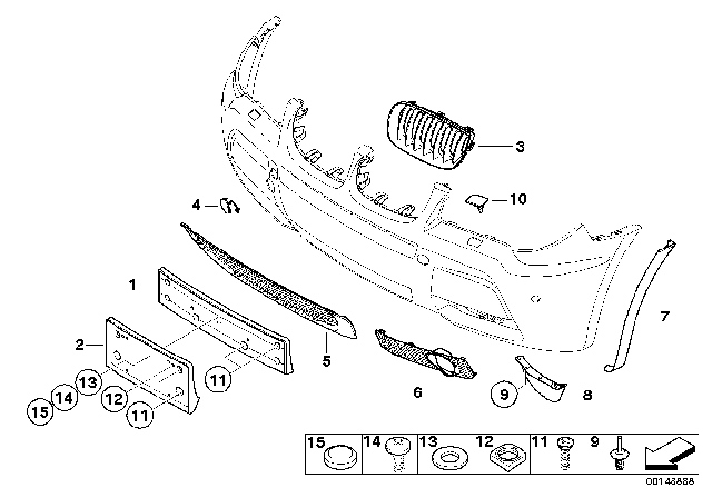 2004 BMW X3 Flap, Towing Eye, Painted Diagram for 51110403468