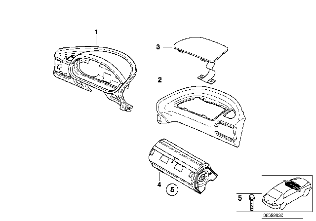 2000 BMW Z3 I-Panel, Top, Driver / Co-Driver, With Airbag Diagram