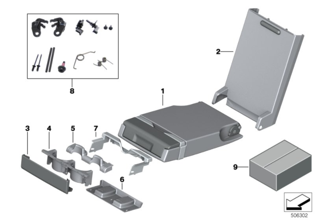 2019 BMW M5 CENTER ARM REST, LEATHER Diagram for 52208071329