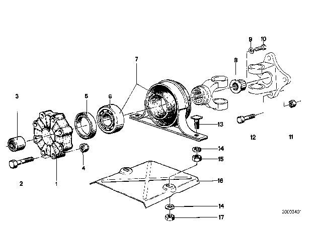 1978 BMW 320i Drive Shaft Attaching Parts Center Bearing Diagram