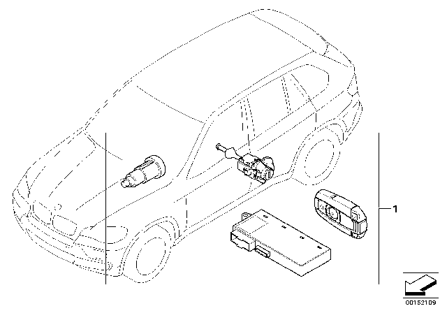 2008 BMW X5 Set Uniform Locking System With Cas Control Unit (Code) Diagram for 51210036780