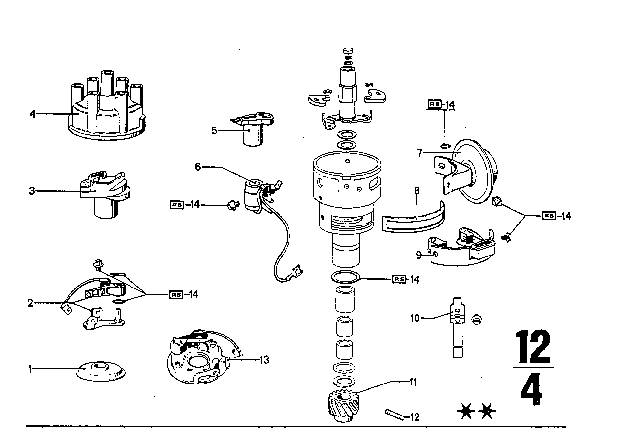 1975 BMW 3.0Si Distributor - Single Parts Diagram