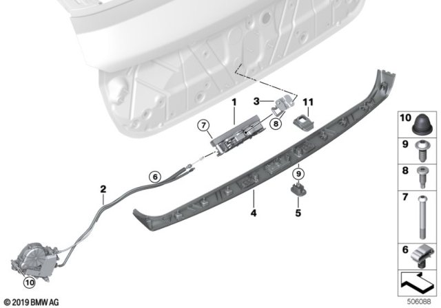 2020 BMW X6 TAILGATE HANDLE STRIP WITH L Diagram for 51137482055