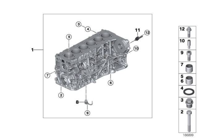 2016 BMW 535d Engine Block & Mounting Parts Diagram 1