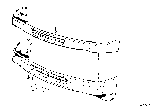 1990 BMW 325i Front Spoiler Diagram 1