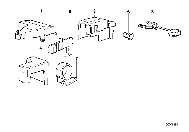 1987 BMW 325e Cable Harness Fixings Diagram 1