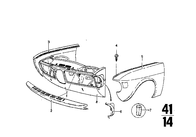 1975 BMW 3.0Si Side Panel, Front Diagram