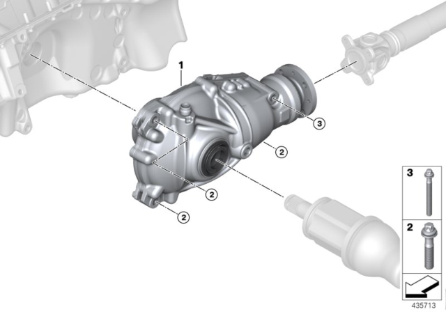 2018 BMW X5 Front Axle Differential / Mounting Diagram