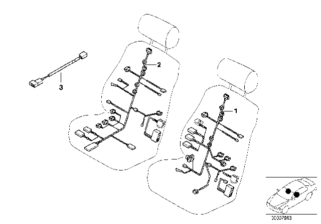 1999 BMW 750iL Electrical Adjustable Contour Seat Wiring Set Diagram