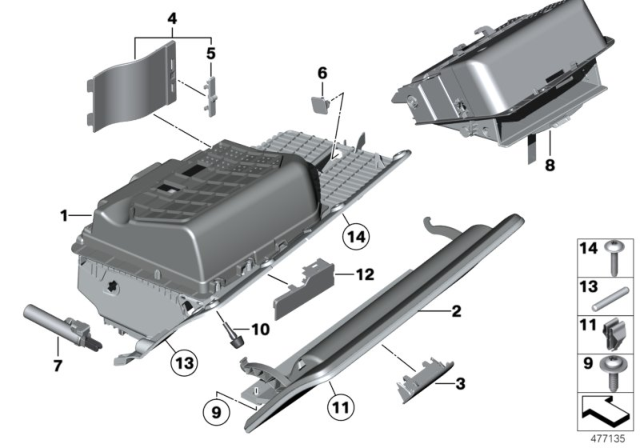 2016 BMW 535i GT Glove Box Damper Diagram for 51169142637