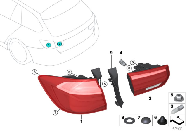 2018 BMW 328d xDrive Rear Light Diagram