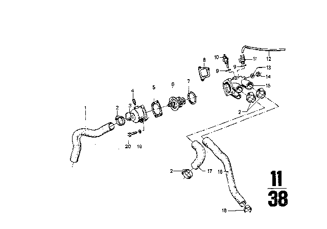 1976 BMW 3.0Si Thermostat Diagram for 11531466174