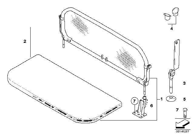 1998 BMW Z3 M Wind Deflector Diagram 1