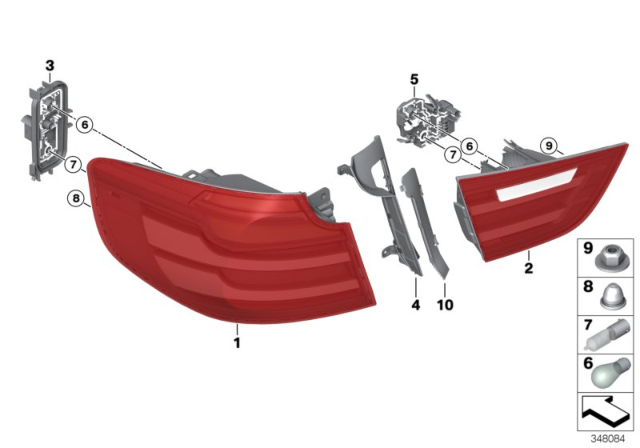 2016 BMW 335i GT xDrive Rear Light In The Side Panel, Right Diagram for 63217286040