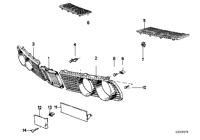 1983 BMW 528e Grille Right Diagram for 51131874650