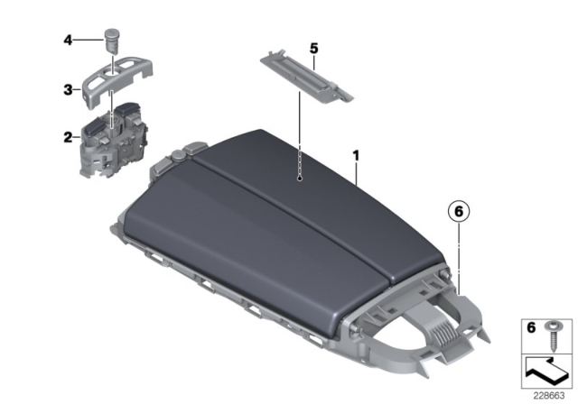 2015 BMW M6 Armrest, Centre Console Diagram