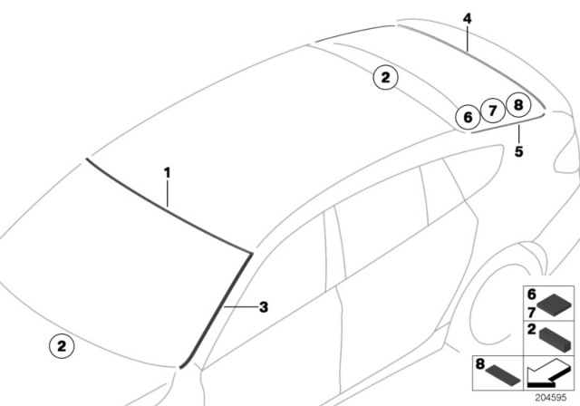 2017 BMW 535i GT xDrive Glazing, Mounting Parts Diagram