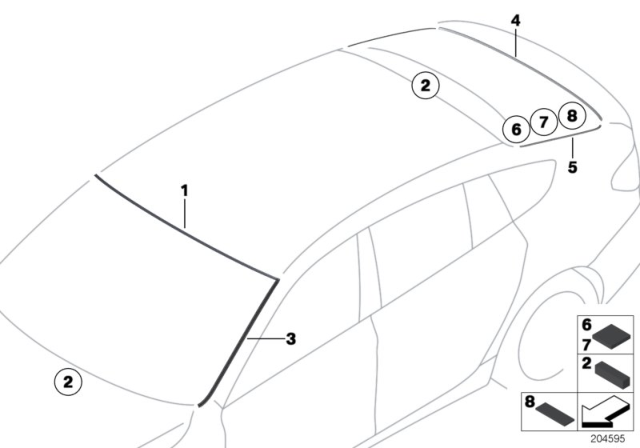 2011 BMW 535i GT xDrive Glazing, Mounting Parts Diagram