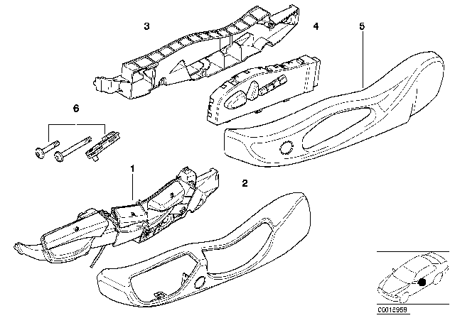 2005 BMW 325i Single Parts Of Front Seat Controls Diagram 1