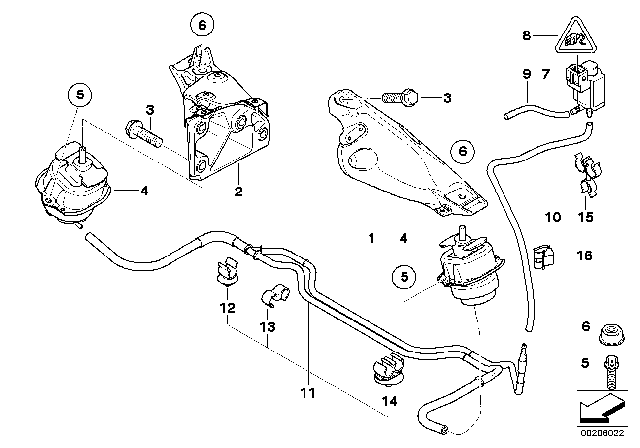 2009 BMW X5 Engine Mount Bracket Left Diagram for 22116787489