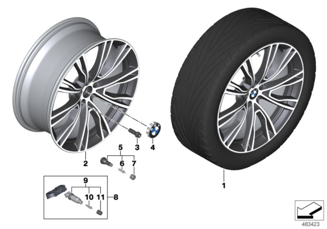 2018 BMW X3 Disc Wheel, Light Alloy, Orbitgrey Diagram for 36108043671