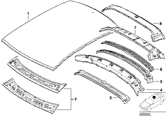 2004 BMW 325Ci Roof Diagram