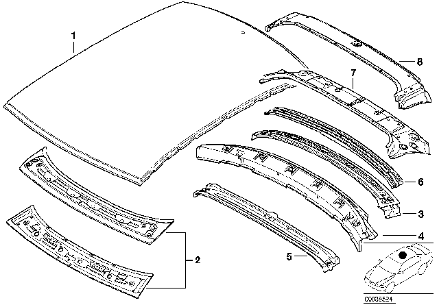 2006 BMW 325Ci Roof Diagram