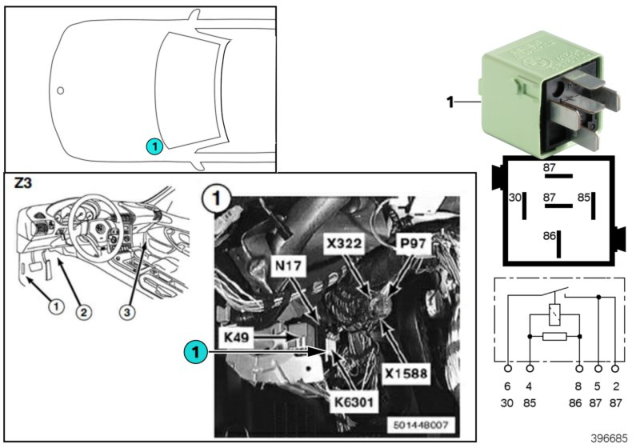 2000 BMW Z3 M Relay, Fuel Pump Diagram