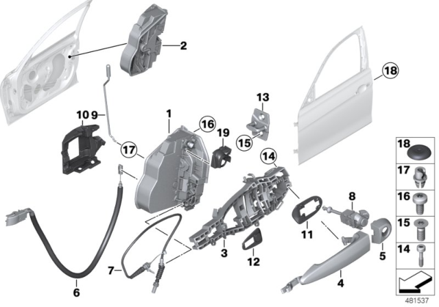2018 BMW 320i Locking System, Door Diagram 1
