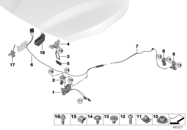 2018 BMW X2 Engine Bonnet, Closing System Diagram