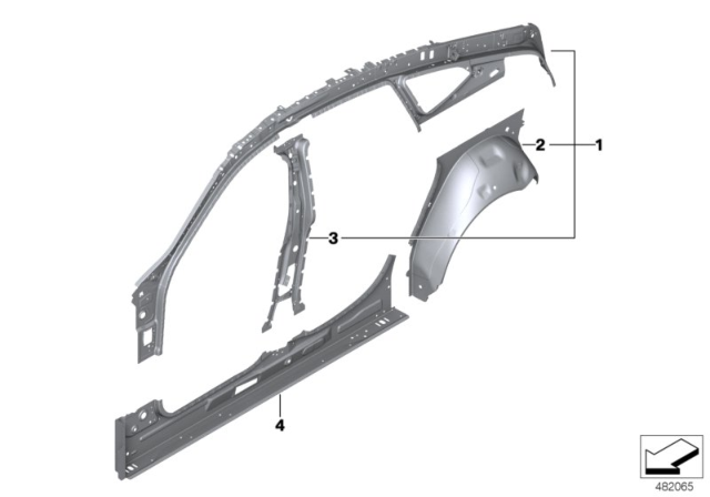 2018 BMW 640i xDrive Gran Turismo Wheel-House Inner Panel, Rear Right Diagram for 41007437460