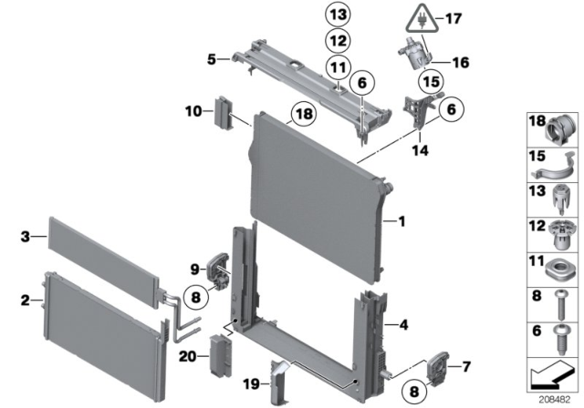 2014 BMW 650i xDrive Radiator Mounting Parts Diagram