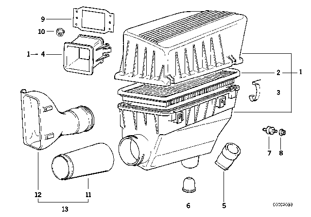 1995 BMW 318i Intake Silencer / Filter Cartridge Diagram