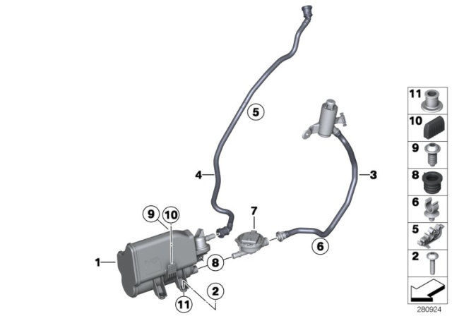 2016 BMW 228i Activated Charcoal Filter / Fuel Ventilate Diagram