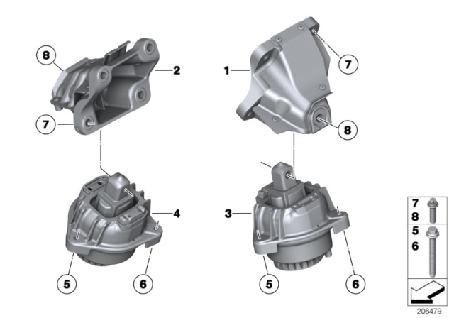 2011 BMW 760Li Engine Mount Left Diagram for 22116796547